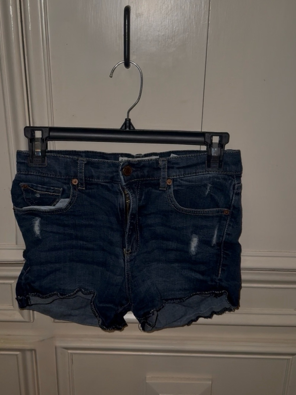 Garage Dark Blue Distressed Denim Shorts